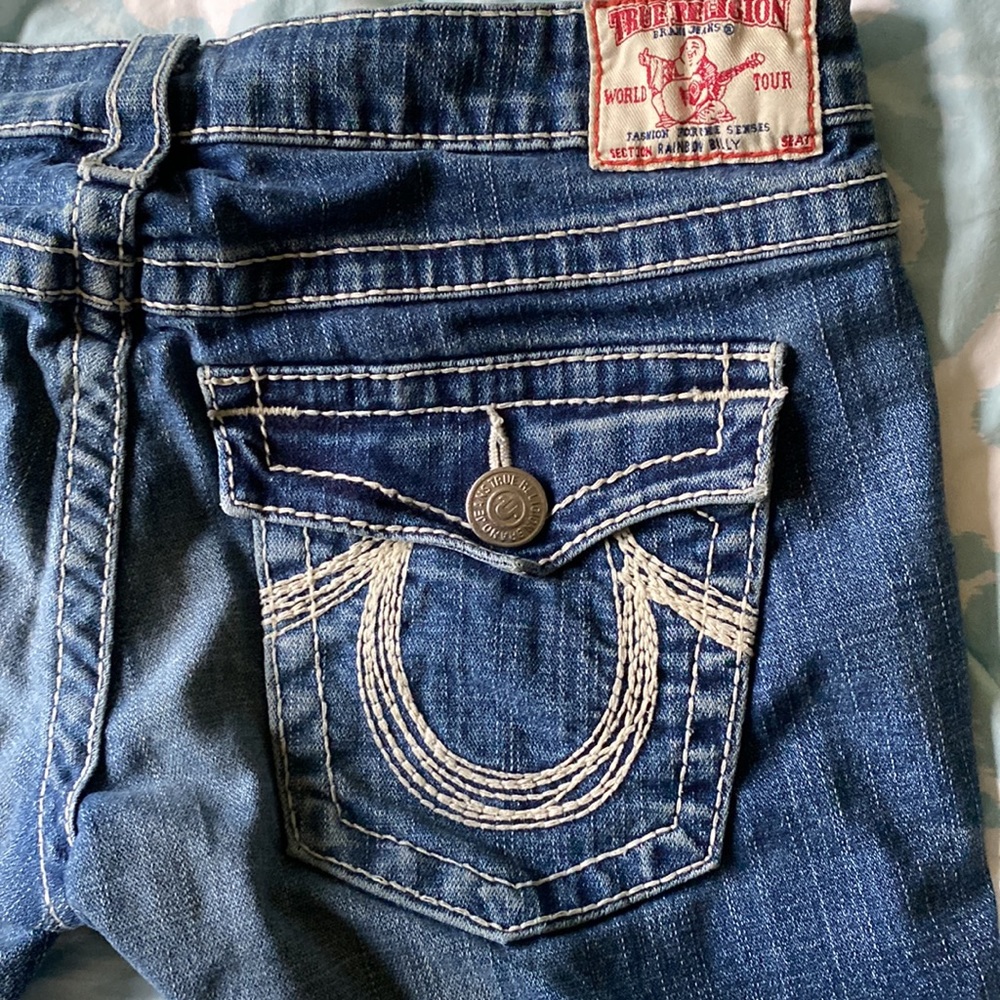 True Religion midi denim jean shorts-30 - Picture 2 of 5